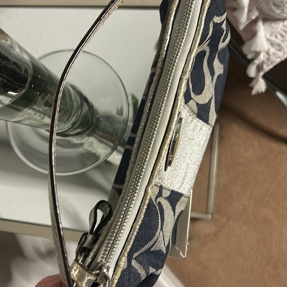 Coach Blue/Grey signature stripe canvas shoulder bag - Picture 7 of 10